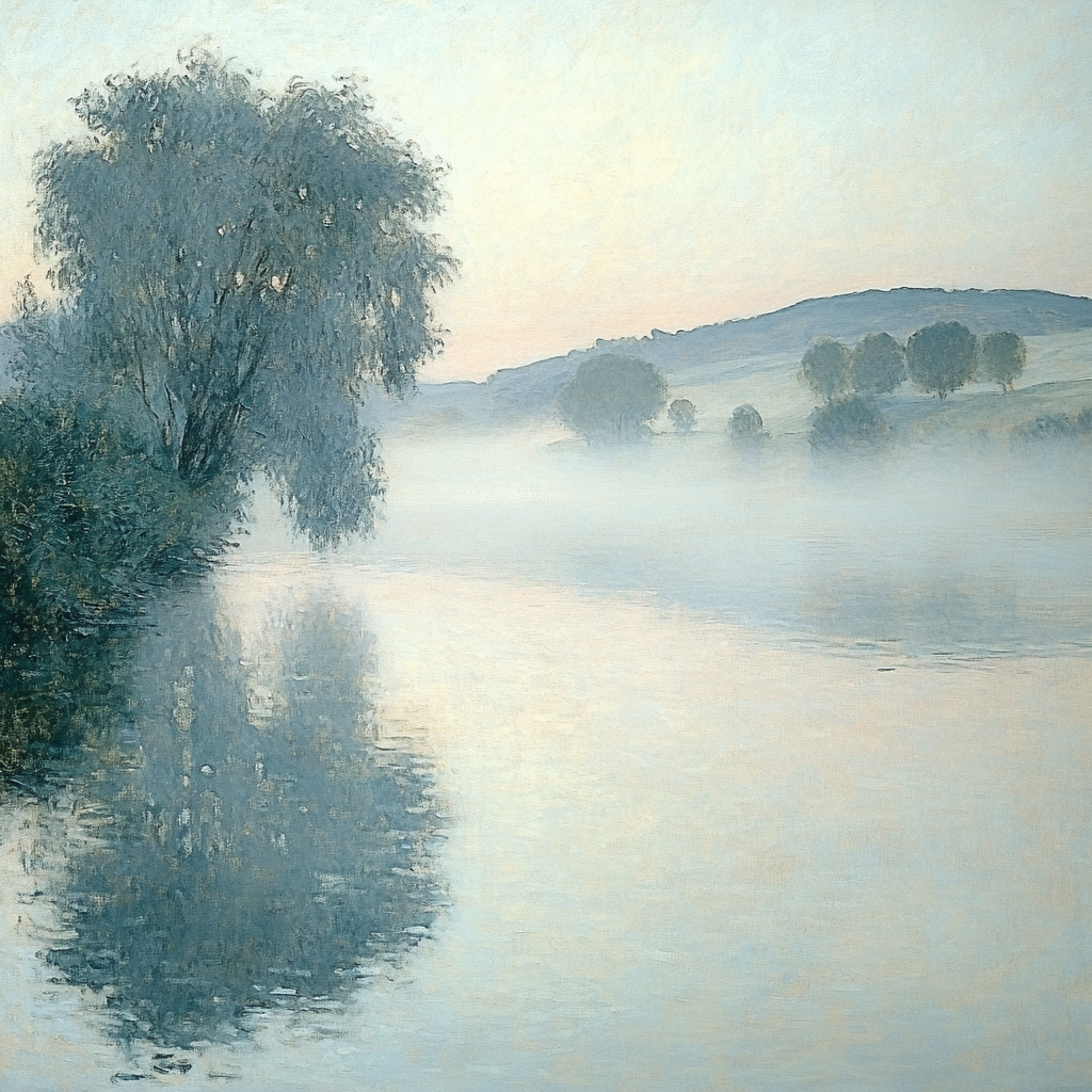 Claude Monet Inspired Morning River Mist Numbered painting kits