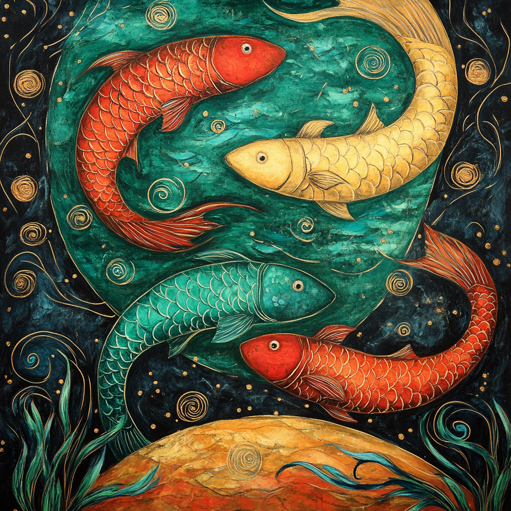 Norval Morrisseau Inspired Fish In Flowing River Energy DIY paint by numbers