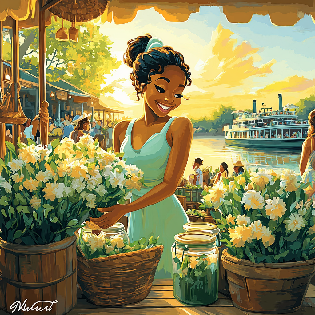Tiana Market Morning Disney Inspired paint by number