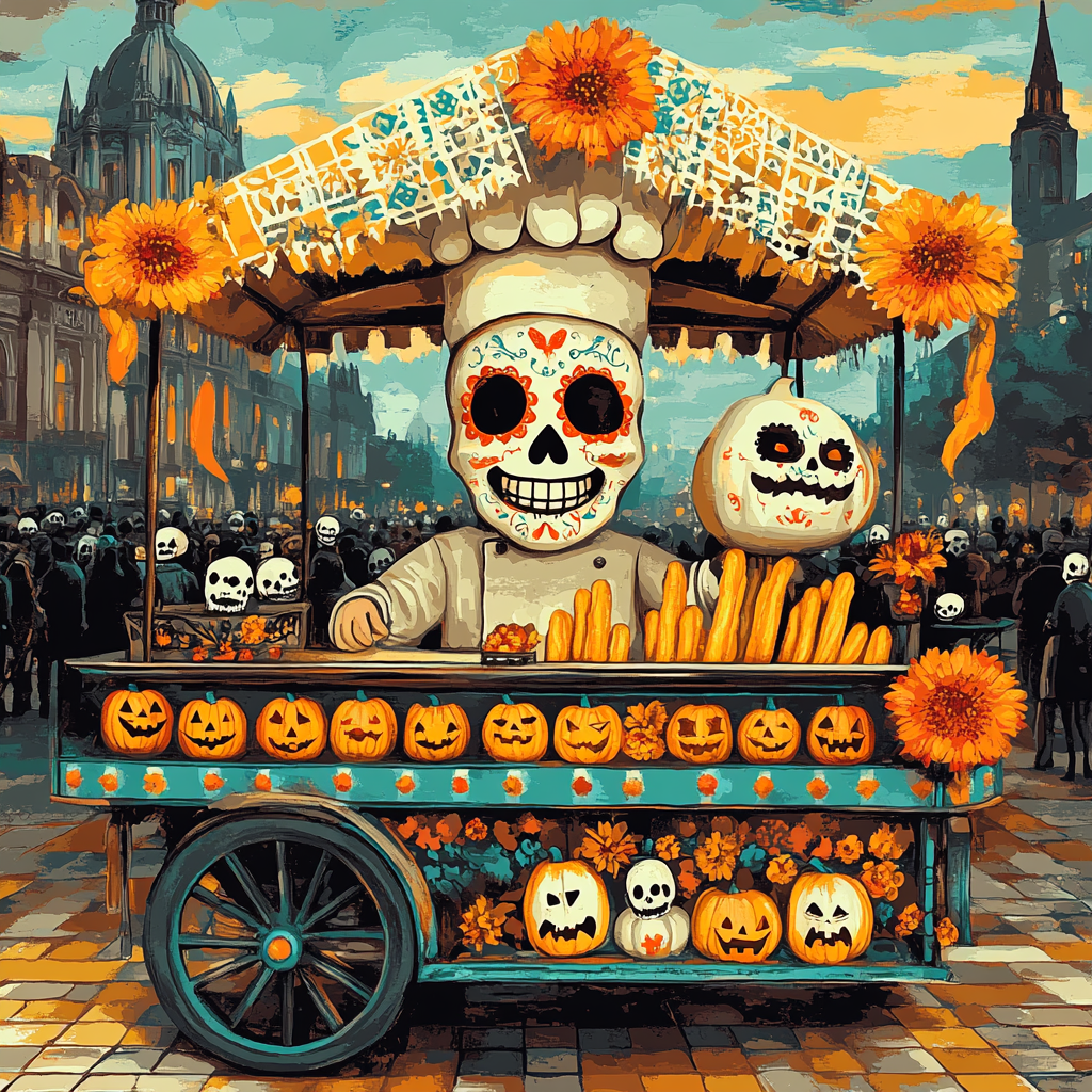 Sugar Skull Street Food Cart DIY paint by numbers