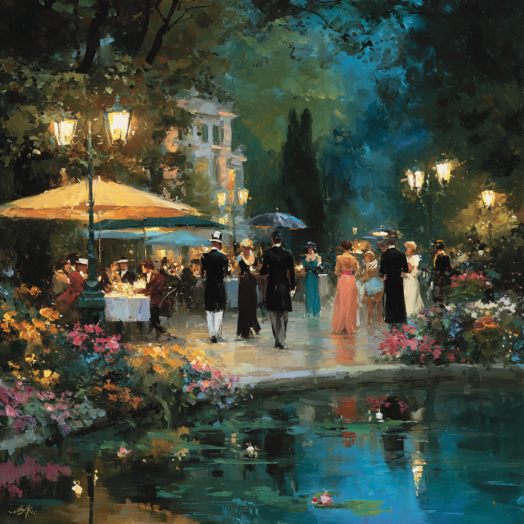 John Singer Sargent Inspired Evening Garden paint by numbers