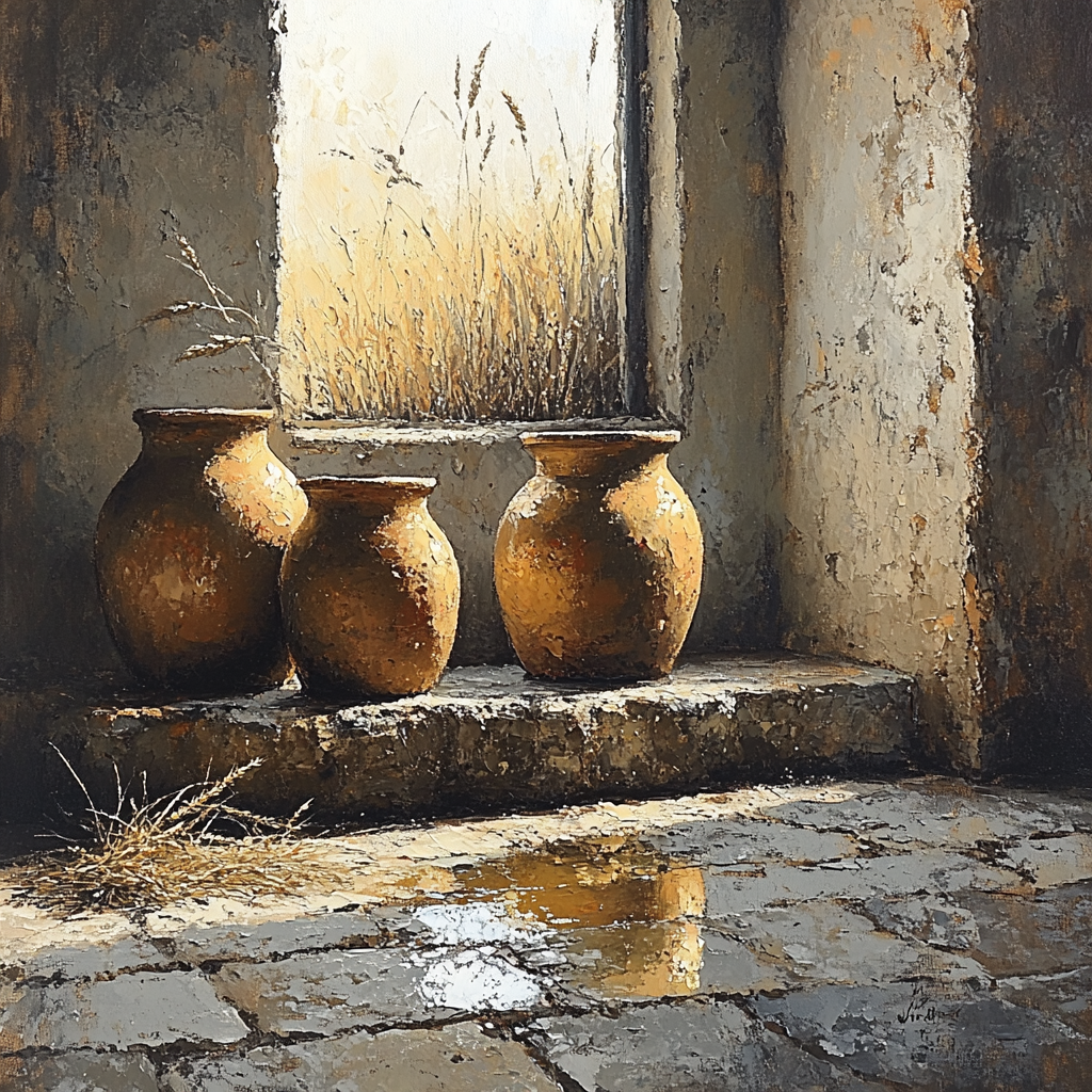 Diego Velázquez Inspired Earthenware Jars On Stone Slab Paint by numbers art