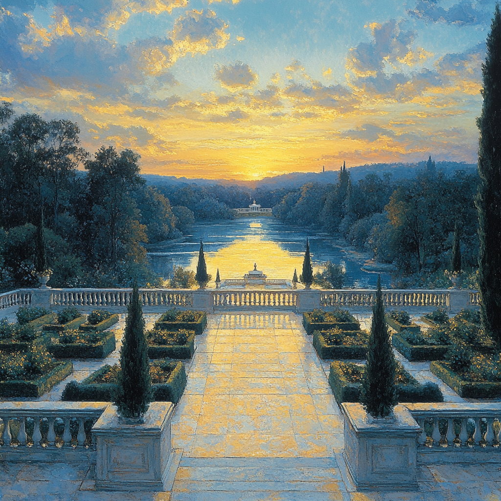 Raphael Inspired Symmetrical Terrace And Luminous Sky Painting by numbers kit