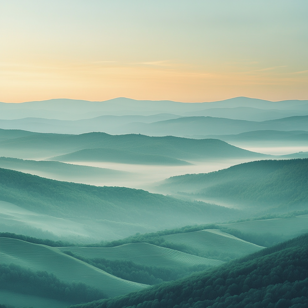 Hiroshige Inspired Mountain Mist Panorama paint by color