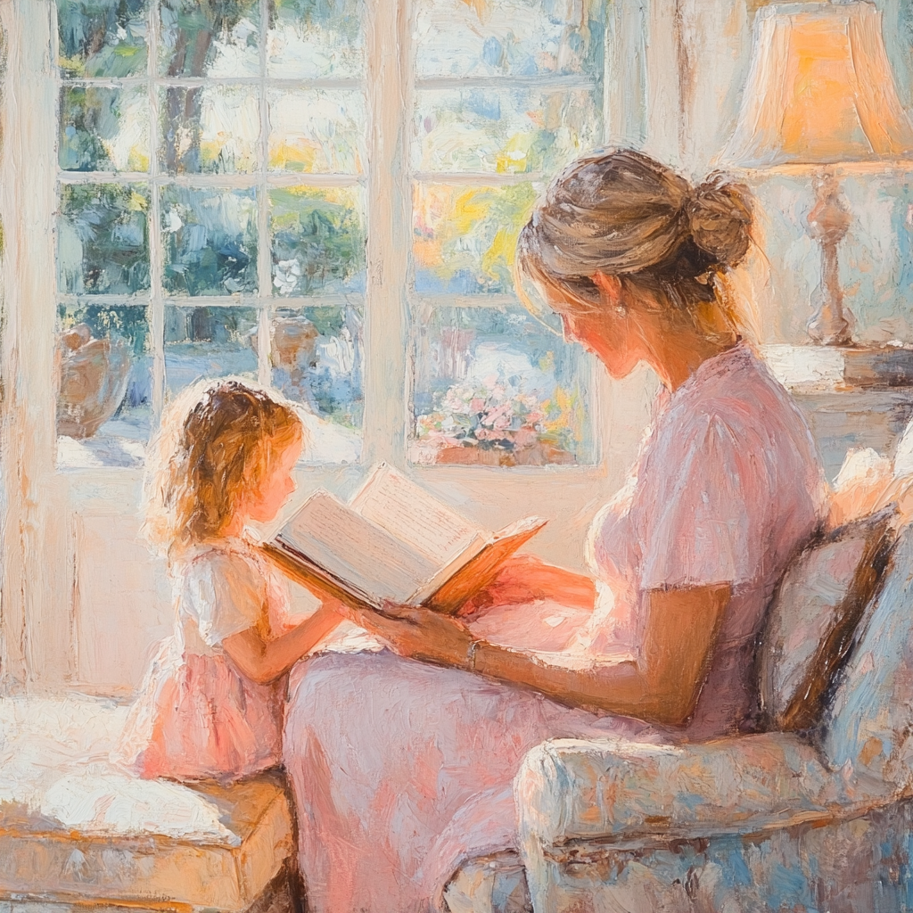 Mary Cassatt Inspired Reading Mothers Lap paint by number