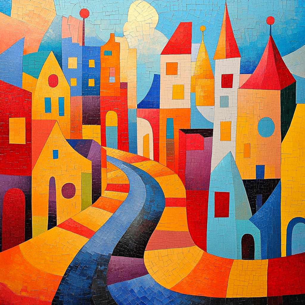 Paul Klee Inspired Whimsical Cityscape Paint by numbers art