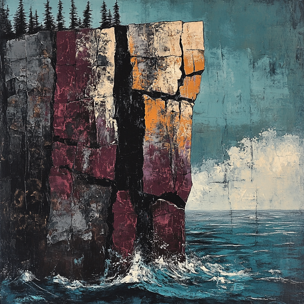 Arthur Lismer Inspired Sculptural Rock Sentinel Number painting