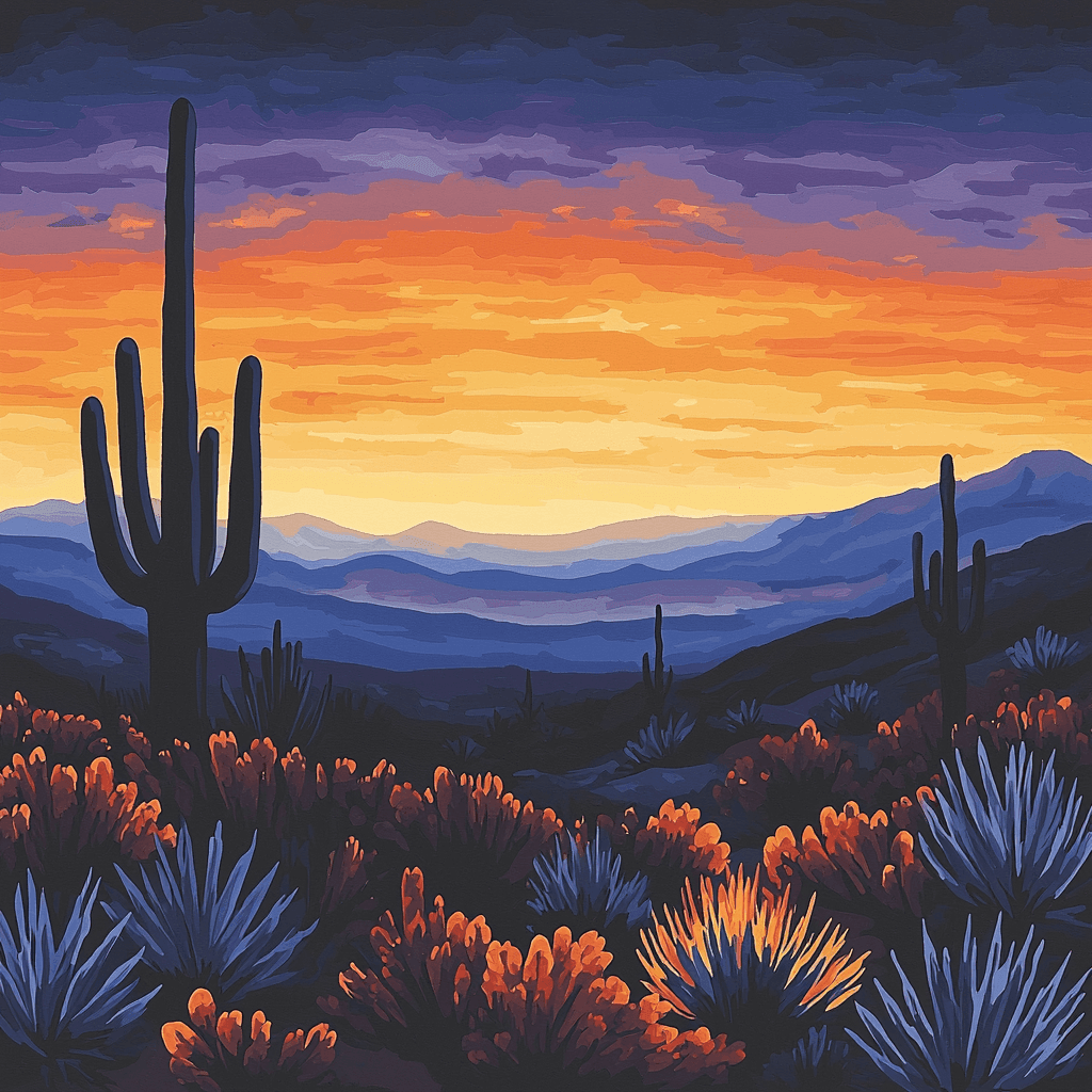 Frida Kahlo Inspired Twilight Desert Hues Paint By Color
