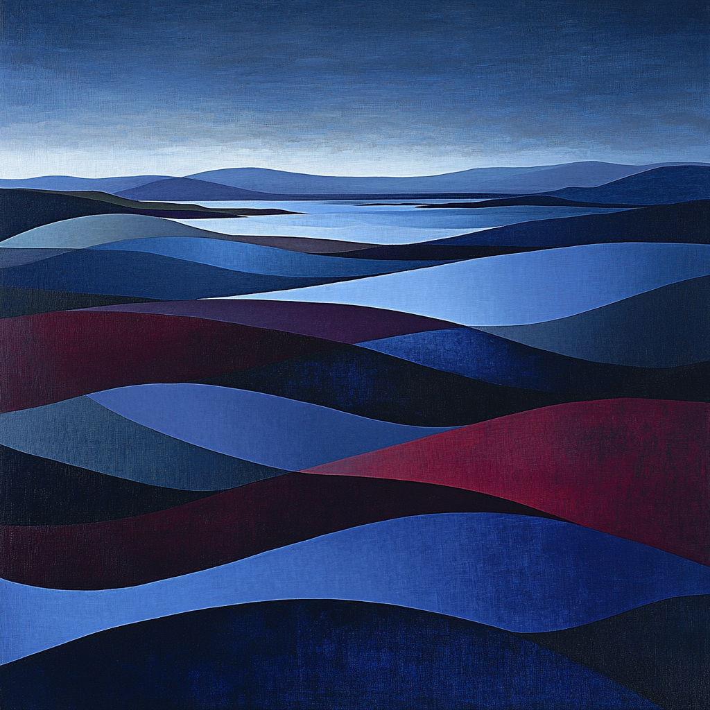 Pablo Picasso Inspired Fractured Coastal Dusk Paint by numbers art