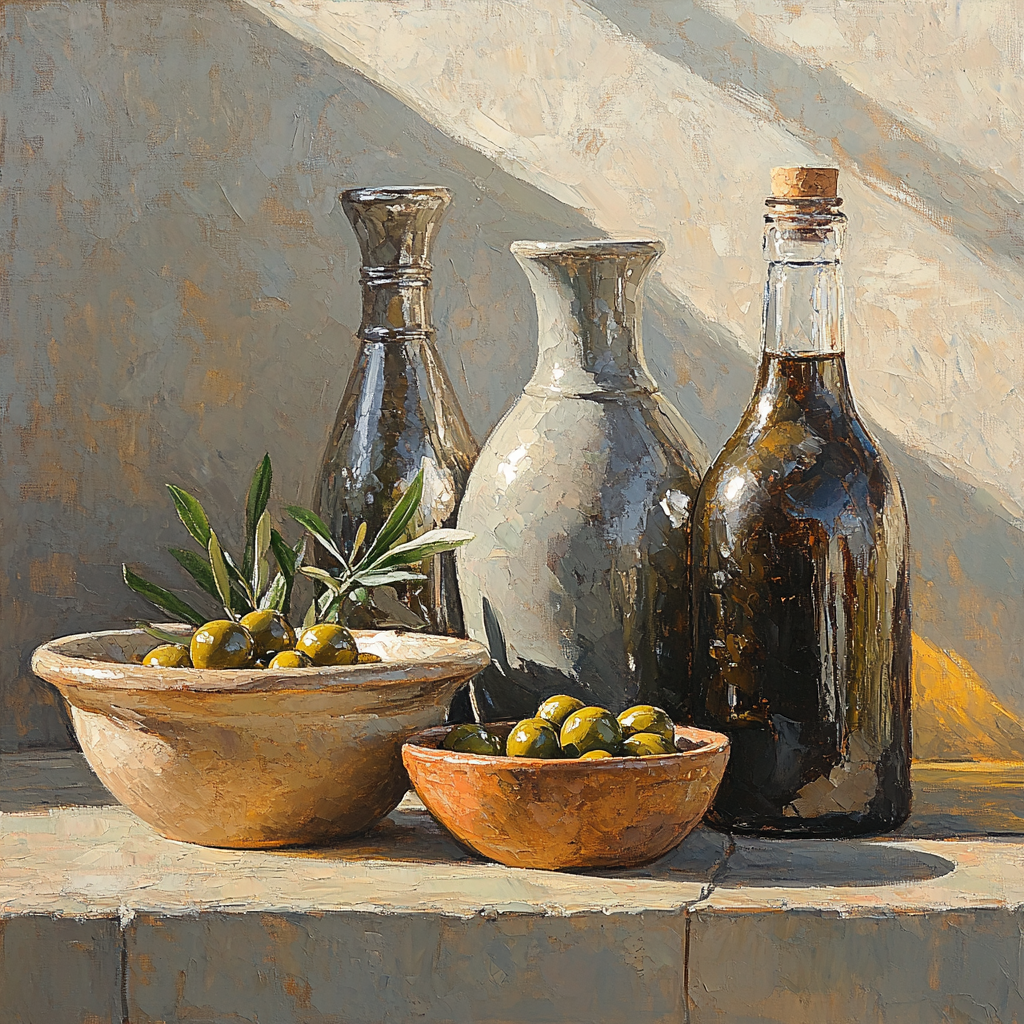 Diego Velázquez Inspired Ceramic Vessels And Olive Oil paint by number