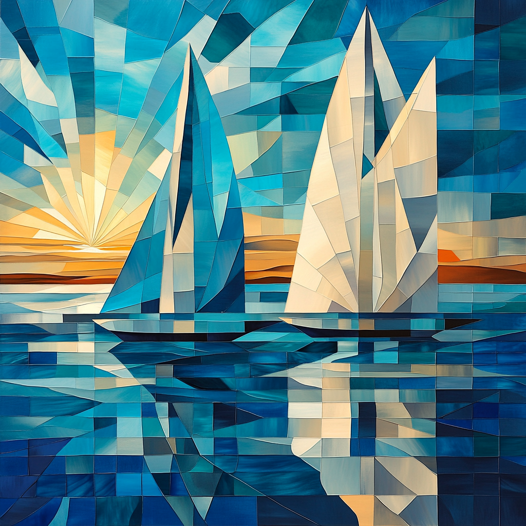 Pablo Picasso Inspired Cubist Harbor Of Shapes paint by number