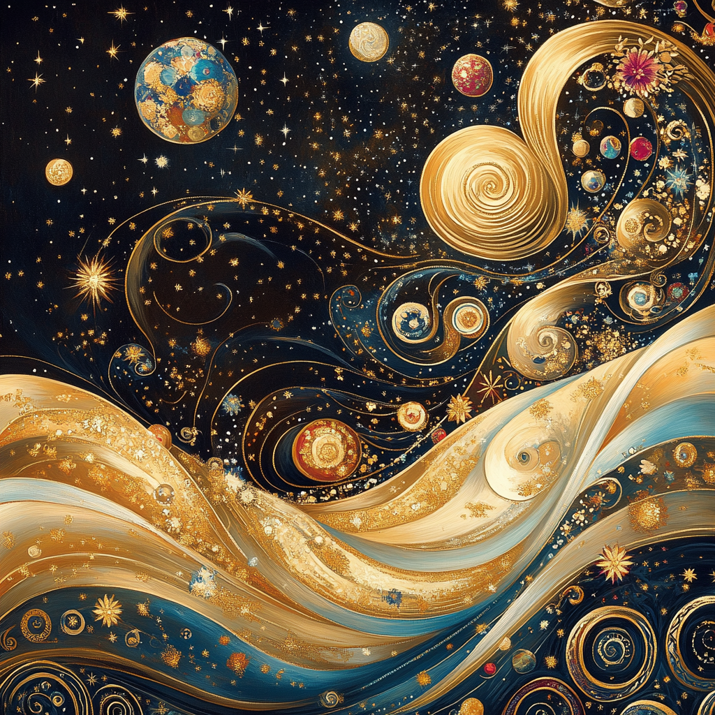 Klimt Inspired Celestial Waves paint by number