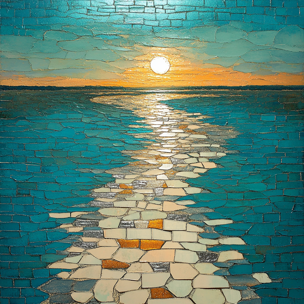 Jean-Paul Riopelle Inspired Reflective River Tessellation paint by number