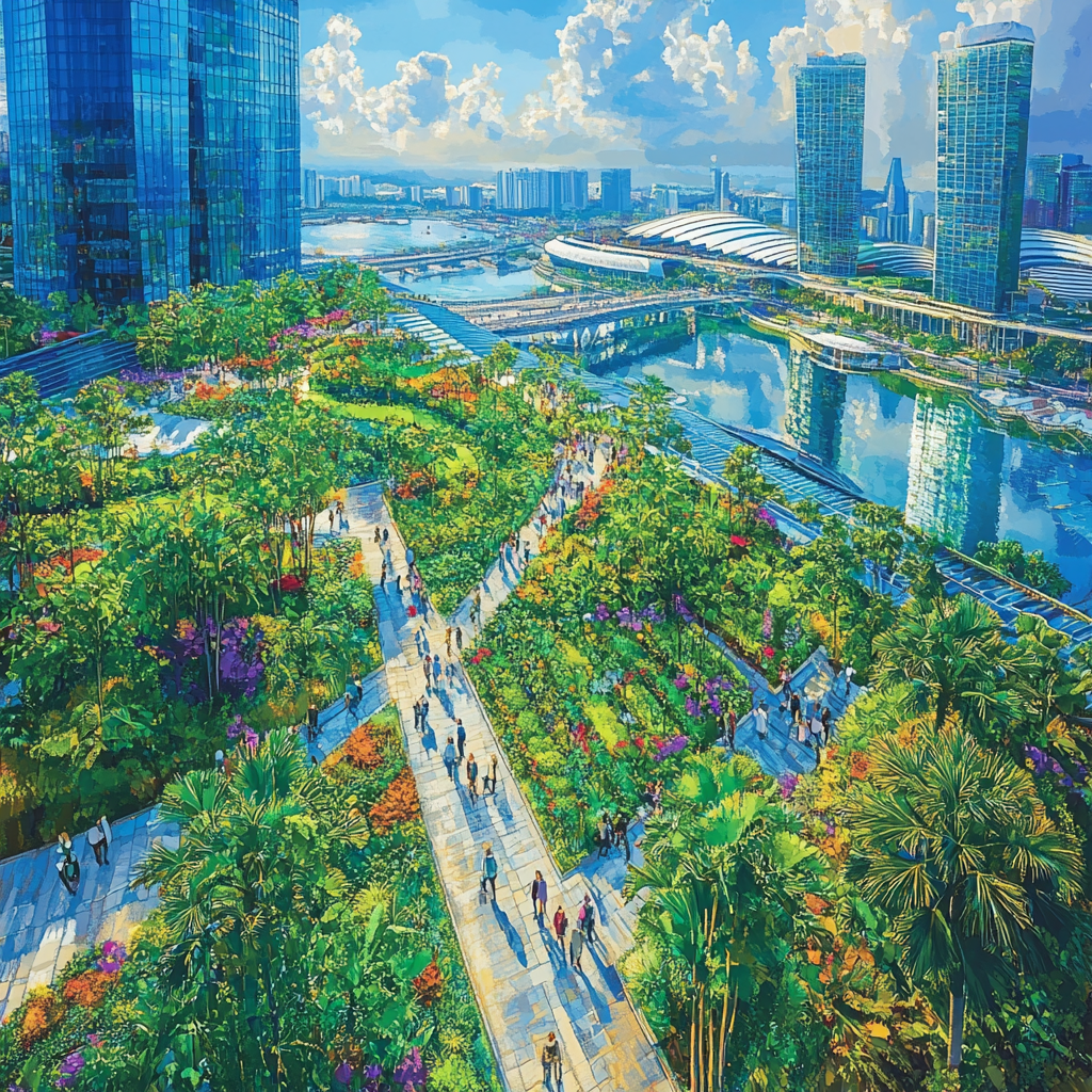 Green Roof Gardens Atop Marina Bay Sands Singapore Number painting