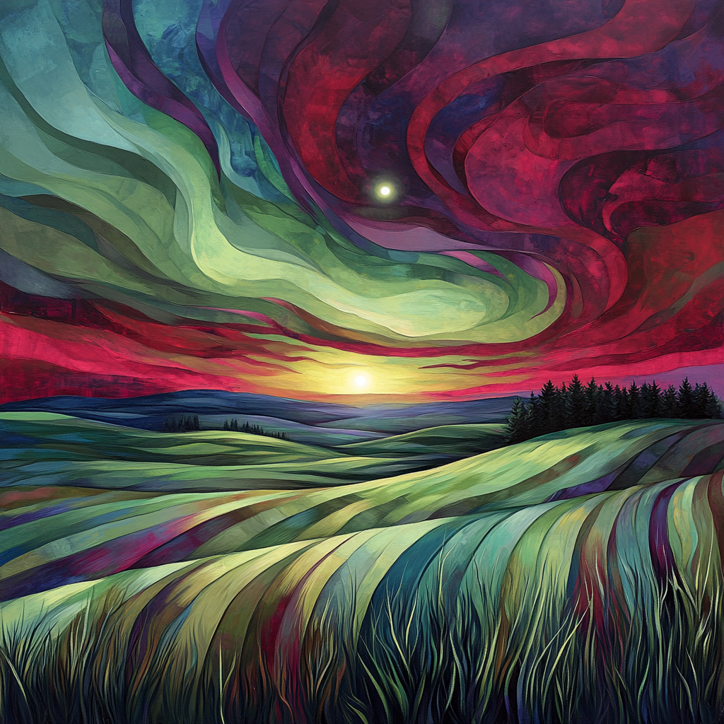 Edvard Munch Inspired Cosmic Moor With Pulsating Fields paint by color