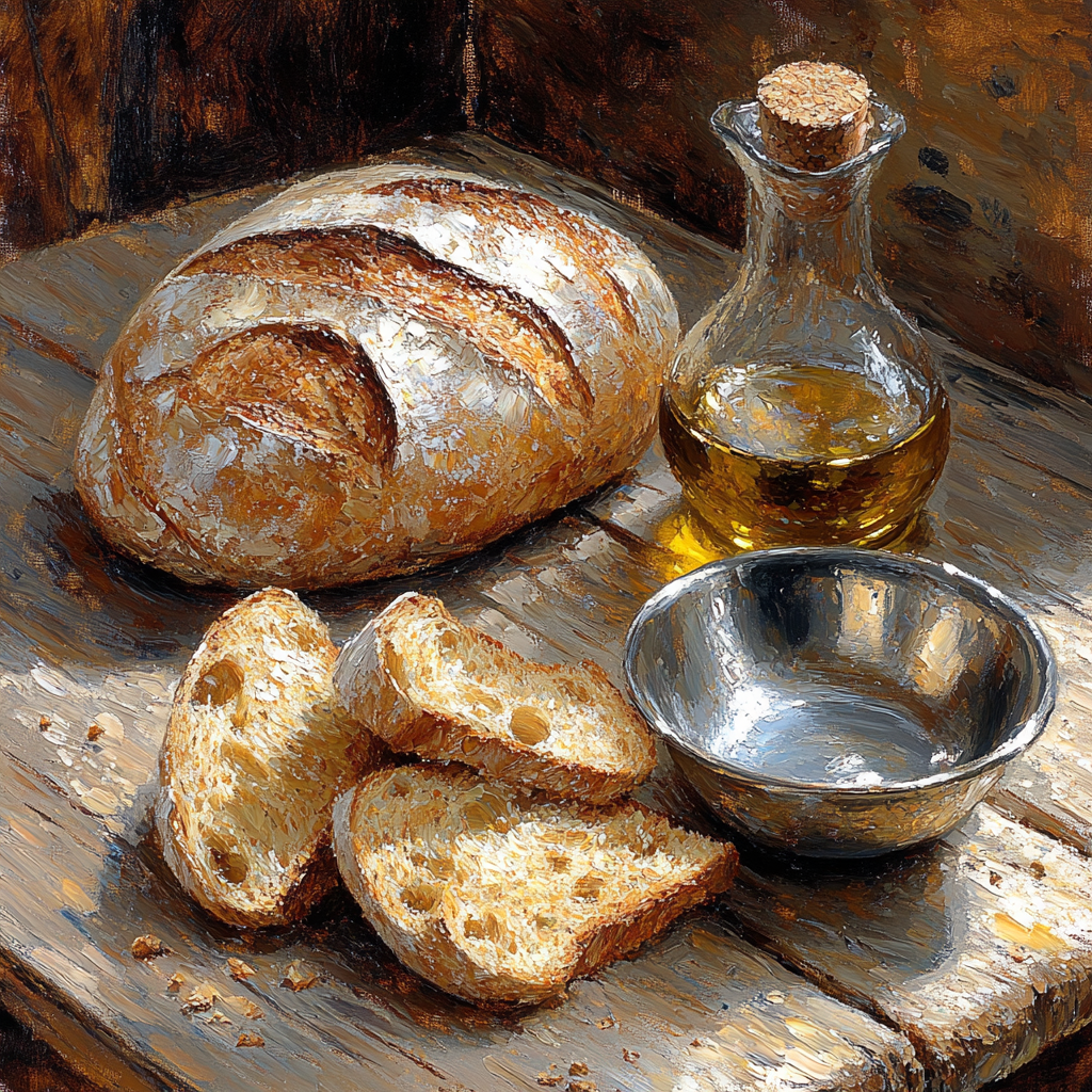 Diego Velázquez Inspired Bread And Olive Oil Still Life paint by number