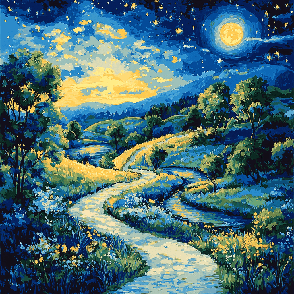 Vincent Van Gogh Inspired Moonlit Pathways Paint By Numbers