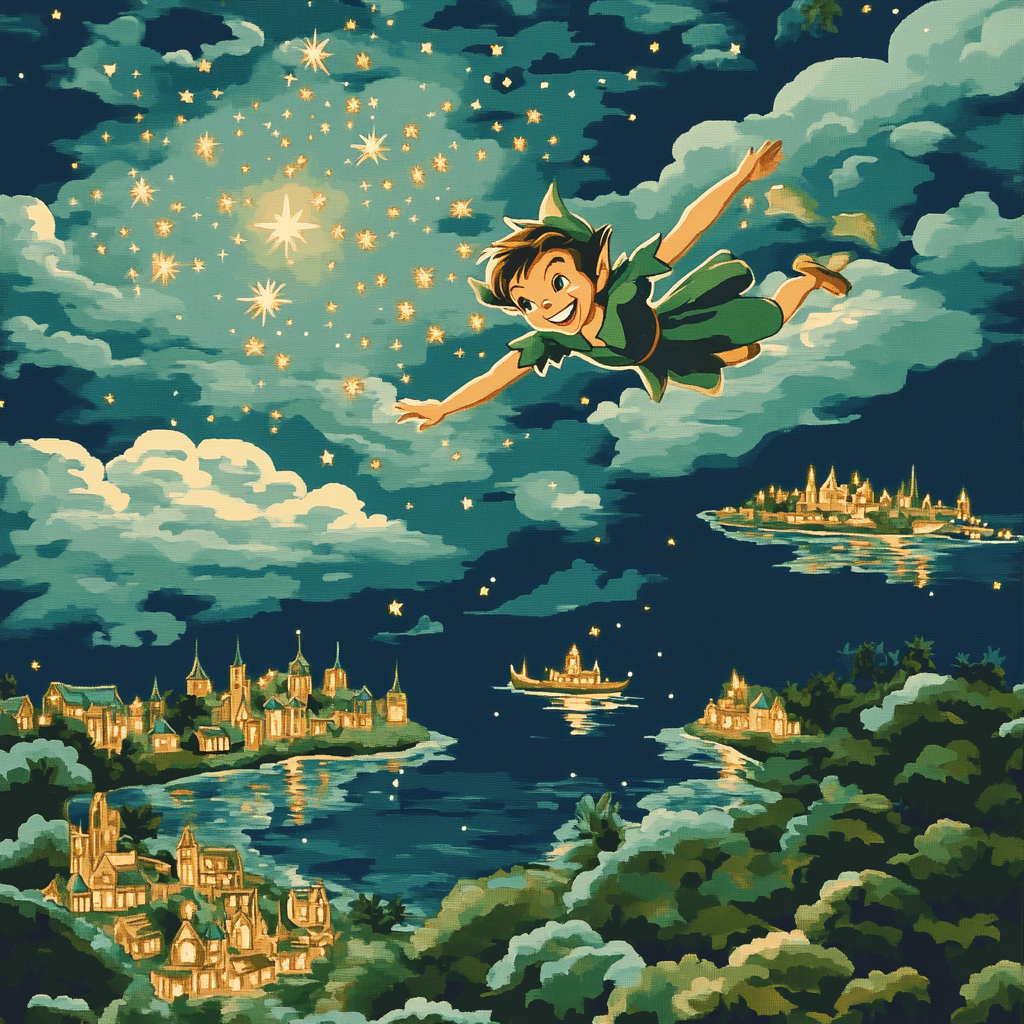 Peter Pan Neverland Flight Paint by numbers art
