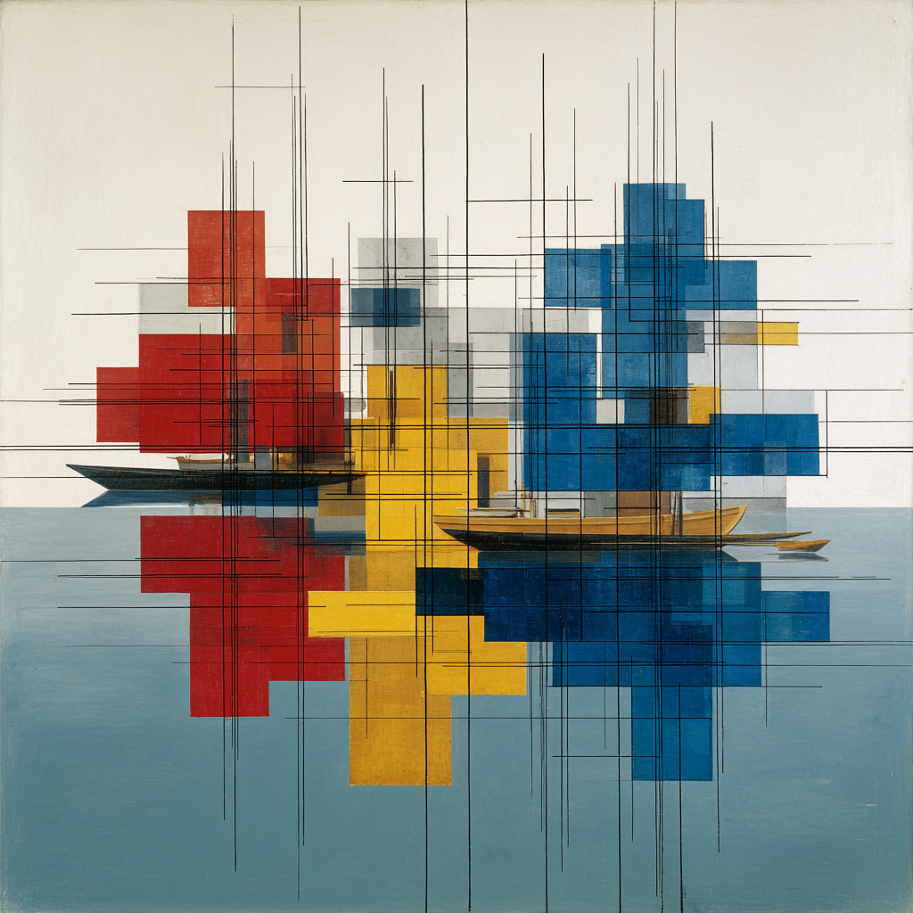 Piet Mondrian Inspired Harbor Grid Paint by numbers kits