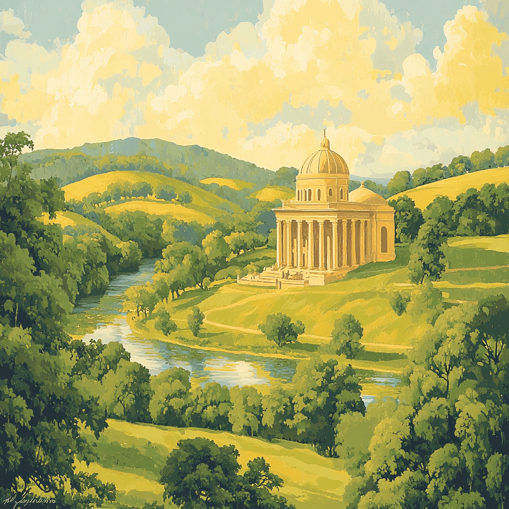 Raphael Inspired Harmonious Classical Temple Landscape paint by number