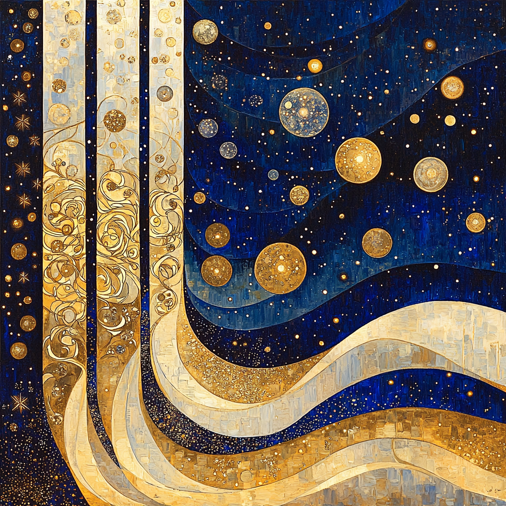 Gustav Klimt Inspired Cosmic Elegance Numbered Painting Kits