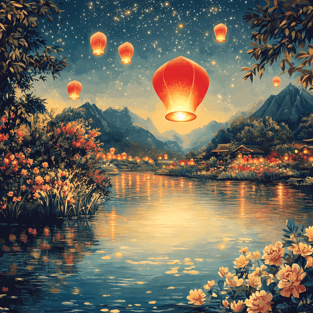 Mulans Lantern Festival Moment Paint by numbers art