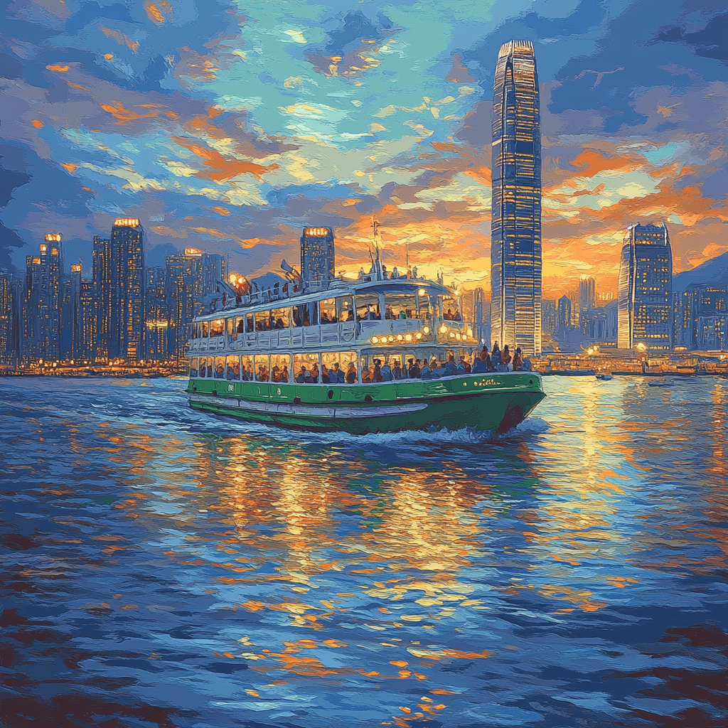 Victoria Harbour Star Ferry Hong Kong China Number painting