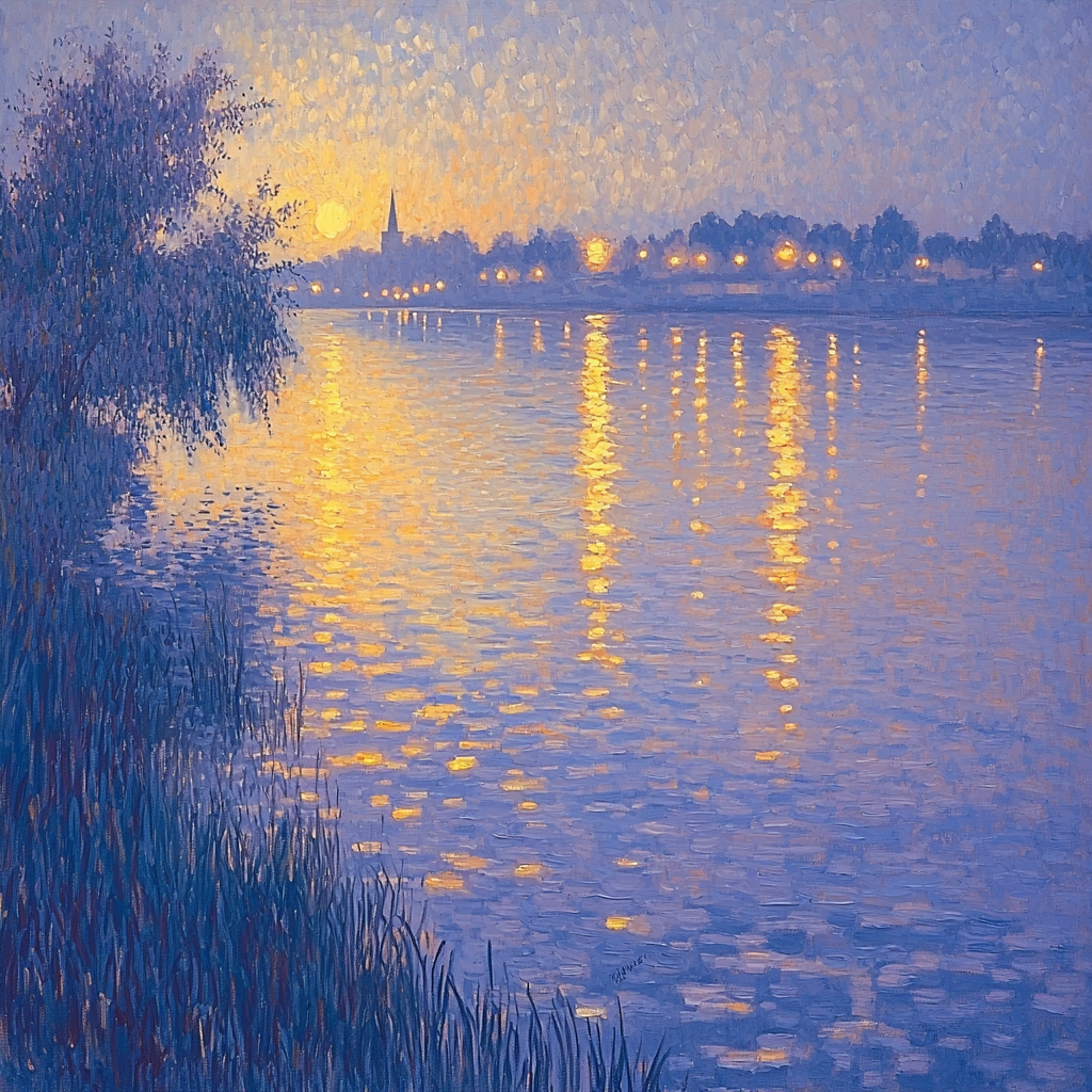 Georges Seurat Inspired Reflections Of Twilight Paint By Number