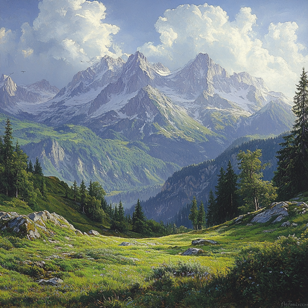Thomas Cole Inspired Mountain Panorama paint by number
