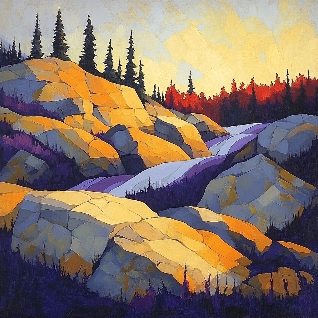 A.Y. Jackson Inspired Algoma Quarry Sunrise Paint by numbers art