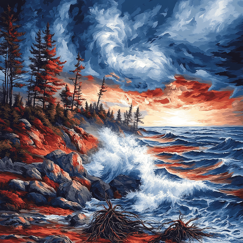 Arthur Lismer Inspired Gale Over Rocky Shorelines paint by numbers