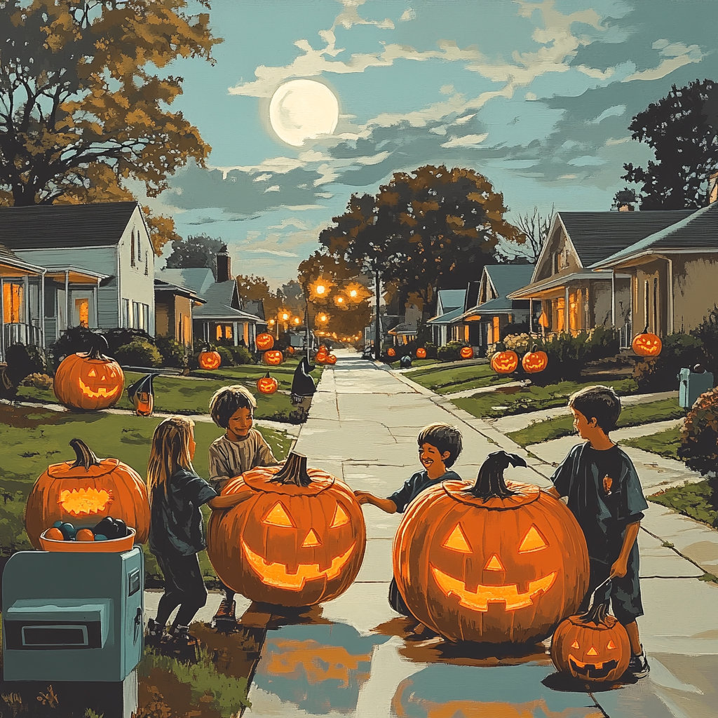 Suburbia Pumpkin Swap At Dusk Paint by numbers kits