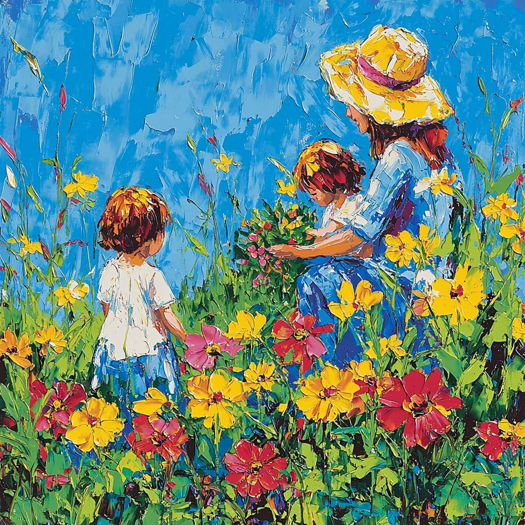 Mommy And Me In The Garden Number Painting