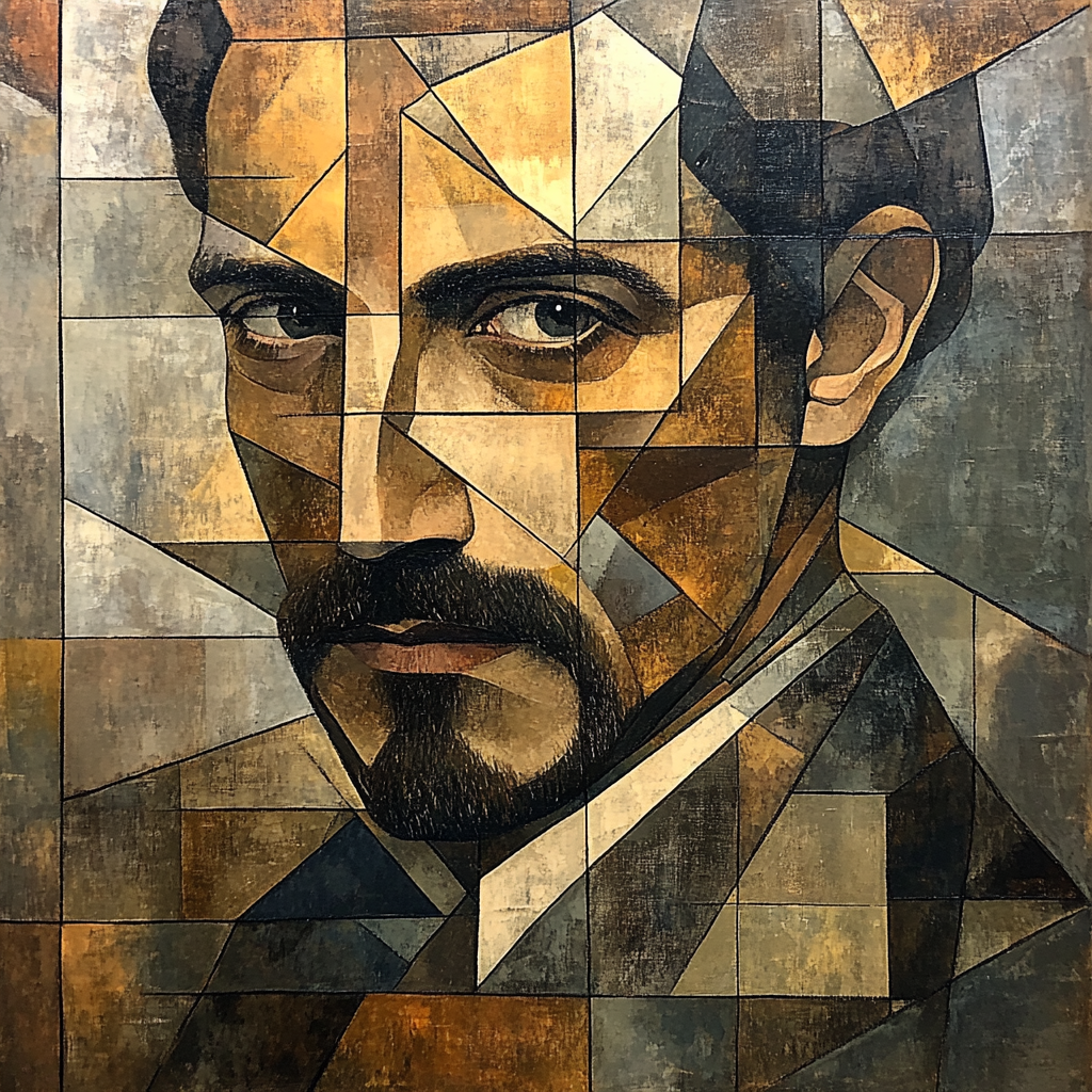 Picasso Inspired Abstract Portrait paint by color