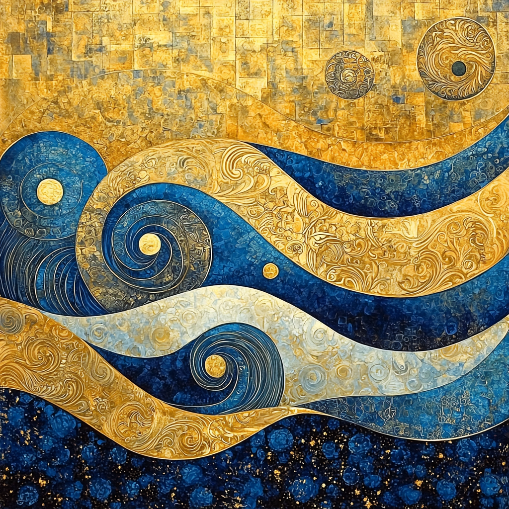 Gustav Klimt Inspired Infinite Waves Painting Number Kit