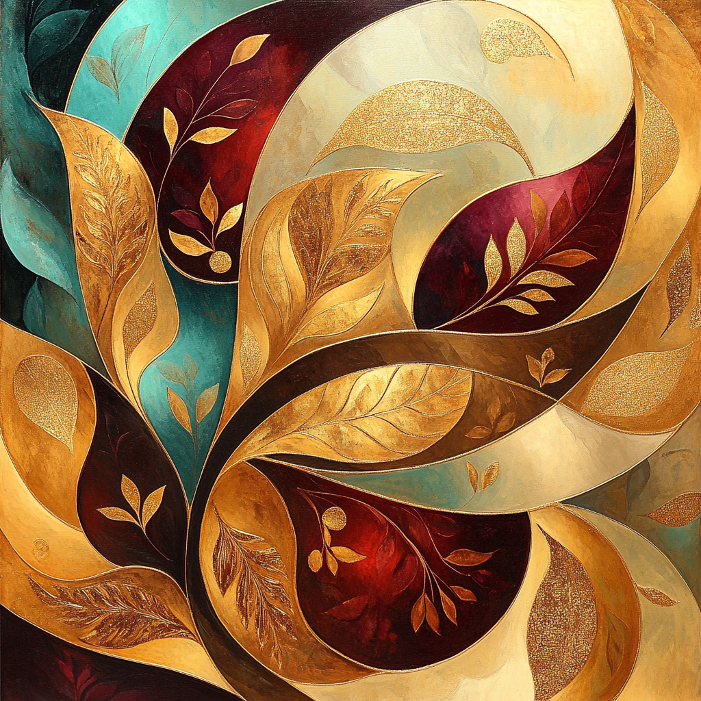 Gustav Klimt Inspired Ethereal Forest Patterns paint by color