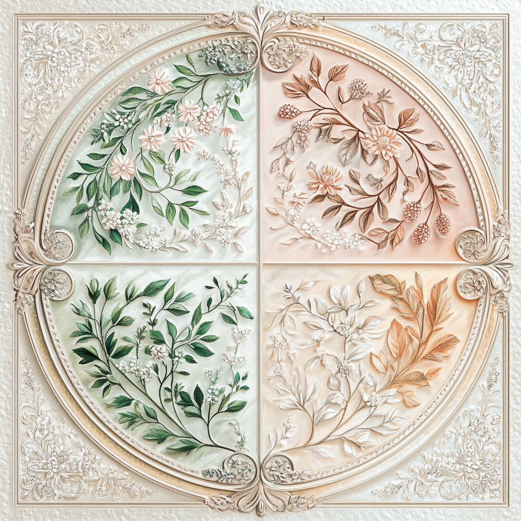 Alphonse Mucha Inspired Seasons Whorl paint by number