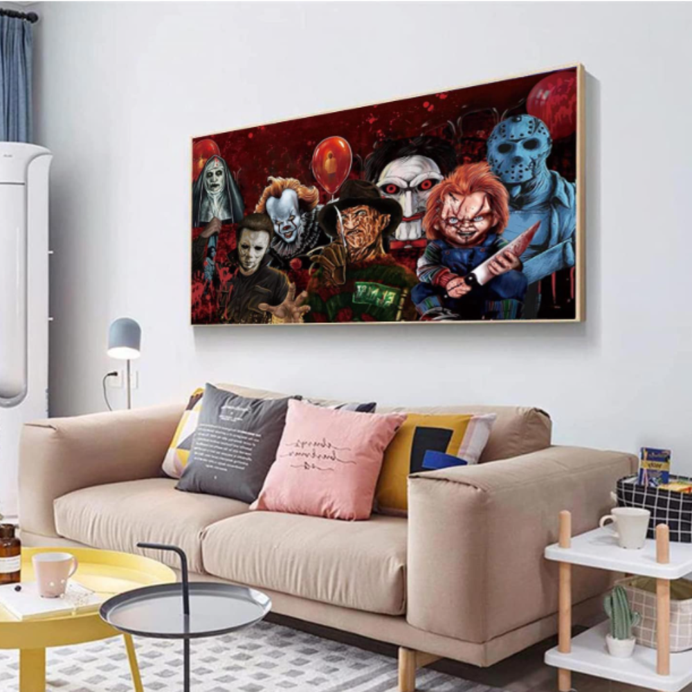 Halloween Horror Paint by Numbers Kit for Beginners Canvas Wall Art