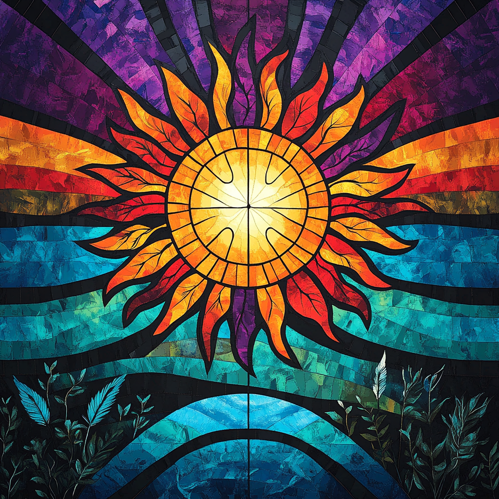 Norval Morrisseau Inspired Sun And Aurora Of Woodland Medicine Numbered painting kits