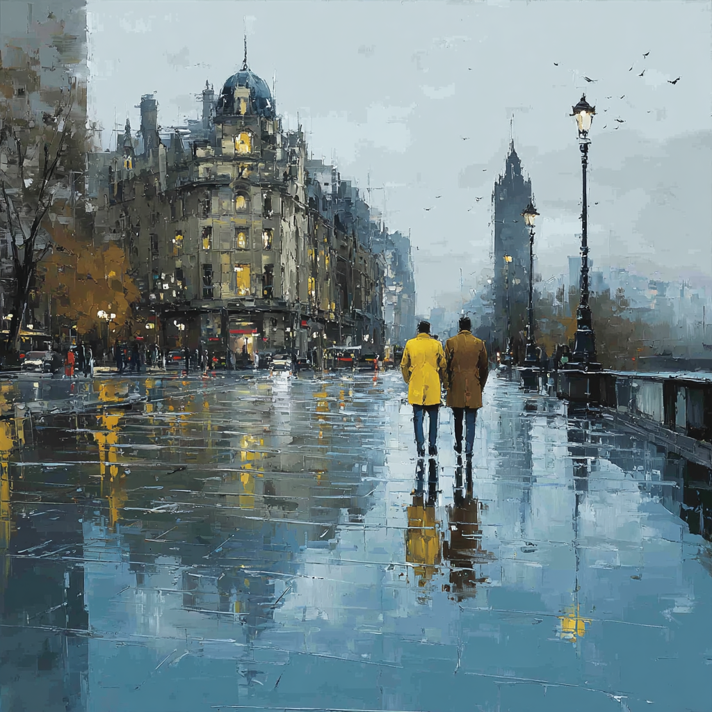 Gustave Caillebotte Inspired Rainy Boulevard painting number kit