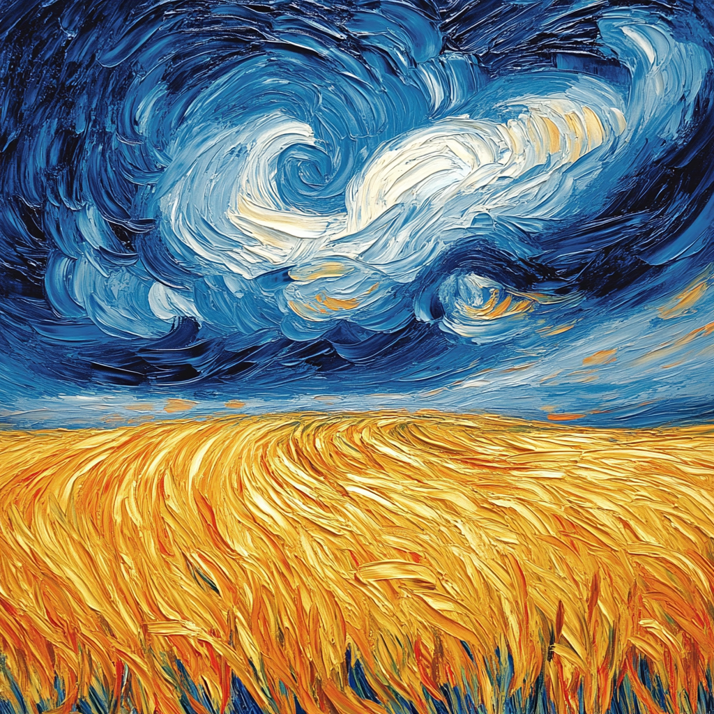 Van Gogh Inspired Wheatfield Under Stormy Sky Numbered painting kits