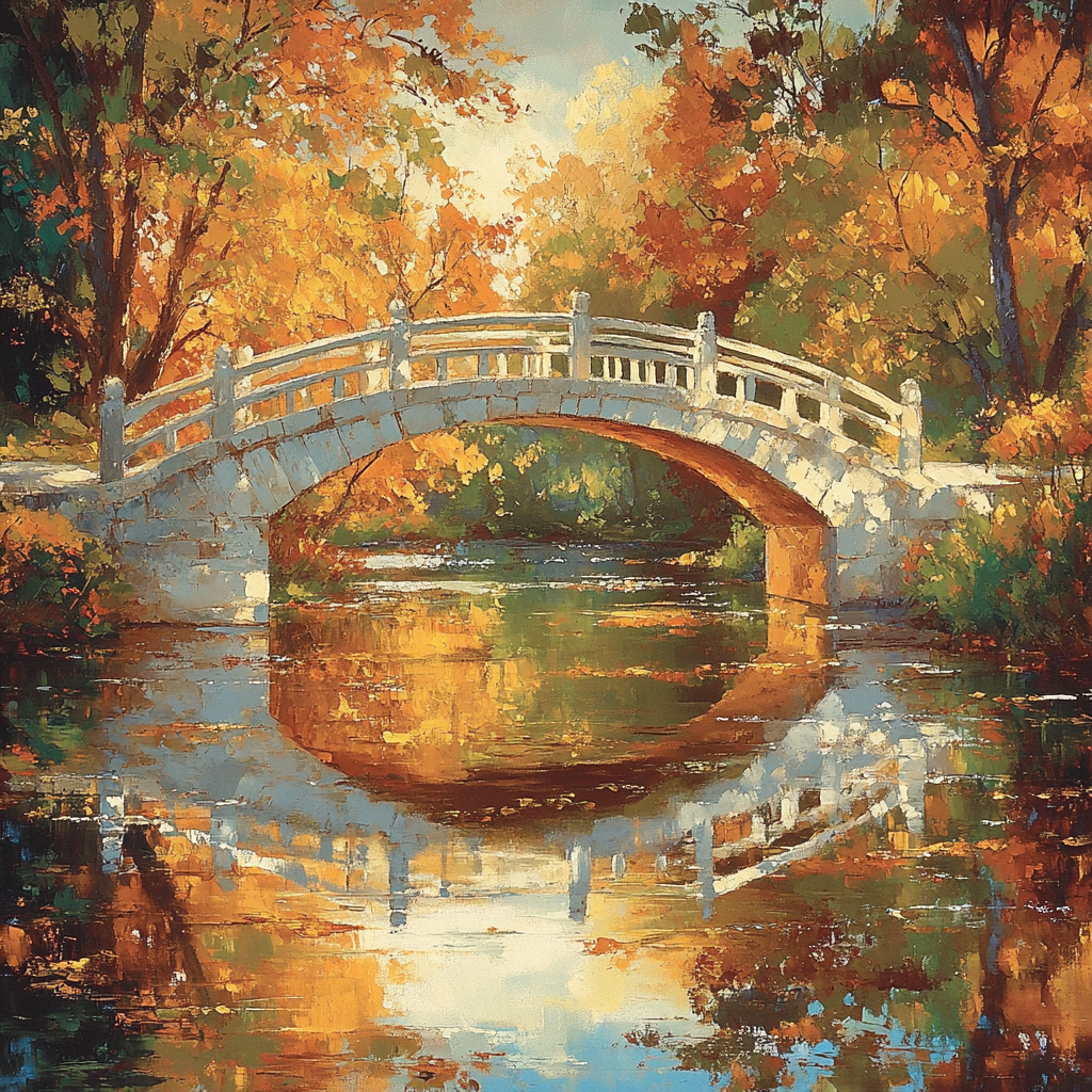 Claude Monet Inspired Autumn Bridge Paint by numbers kits