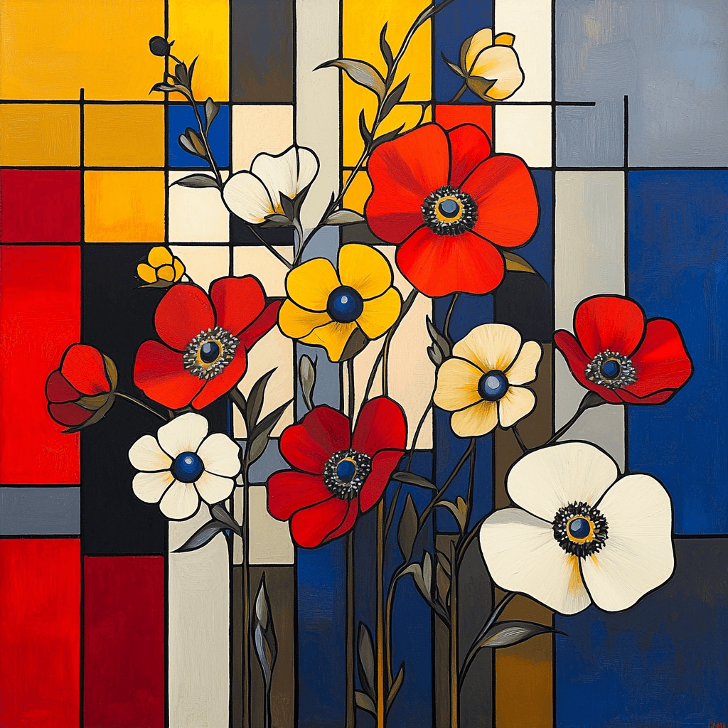 Piet Mondrian Inspired Dreamy Blooms DIY Paint By Numbers