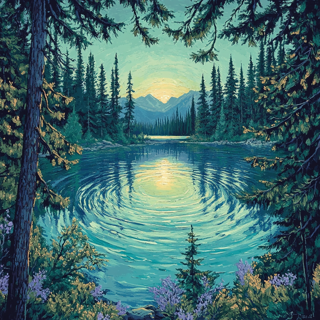 J. E. H. MacDonald Inspired Pine Framed Northern Lake paint by numbers