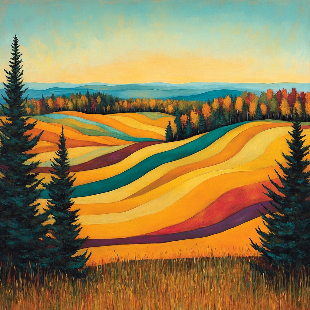 A.Y. Jackson Inspired Algoma Autumn Farmland Rhythms paint by color