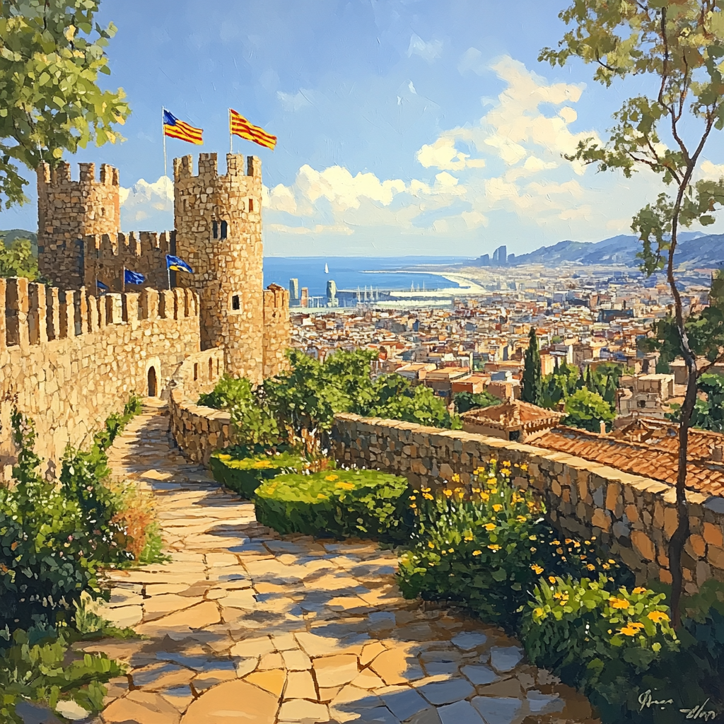 Hilltop View From Montjuic Castle Barcelona Spain DIY paint by numbers