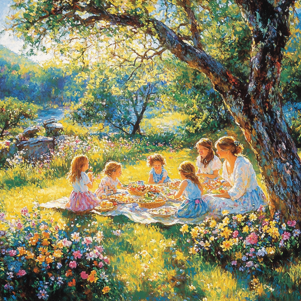 Renoir Inspired Joyful Family Picnic Painting by numbers kit