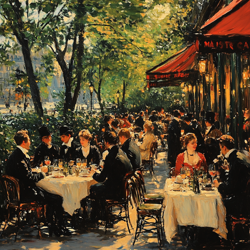 Édouard Manet Inspired Parisian Café Scene painting number kit