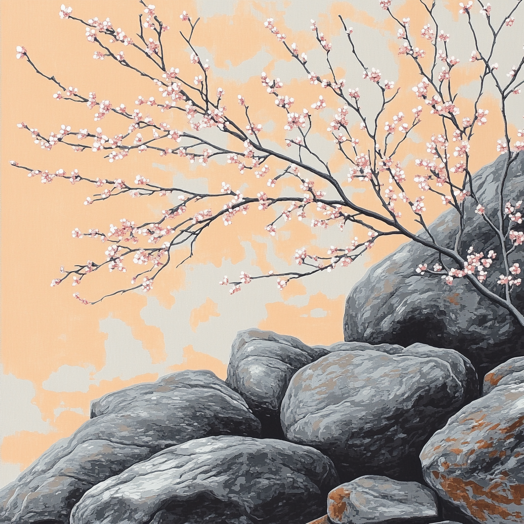 Zhao Mengfu Inspired Autumn Rock And Plum Harmony painting number kit