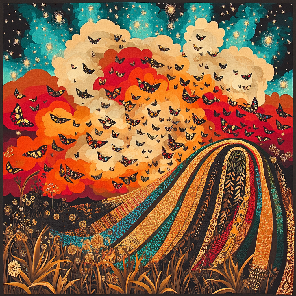 Frida Kahlo Inspired Monarch Nebula Tapestry Numbered painting kits